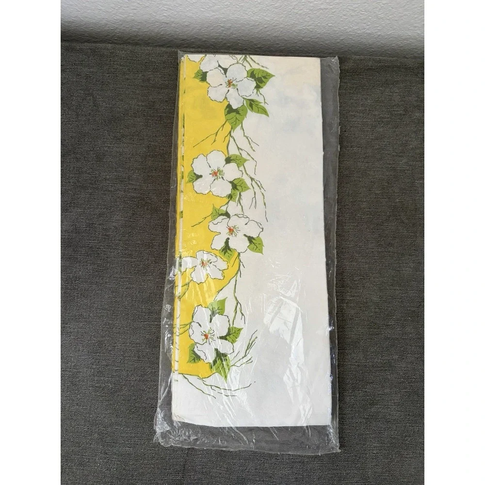 Vintage Paper Art Paper Table Cover New Old Stock Yellow MCM Flowers 102